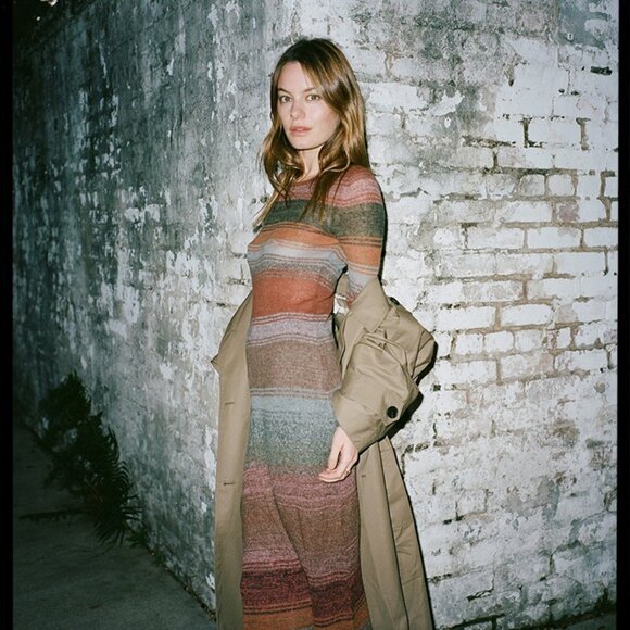 Retro Gradient Striped Knit Maxi Dress | Slim-Fit for Fall/Winter, Effortlessly - Picture 1 of 9